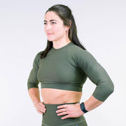 Khaki L/sleeve Crop