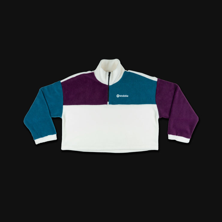 Cropped Panel Fleece - Teal/Purple